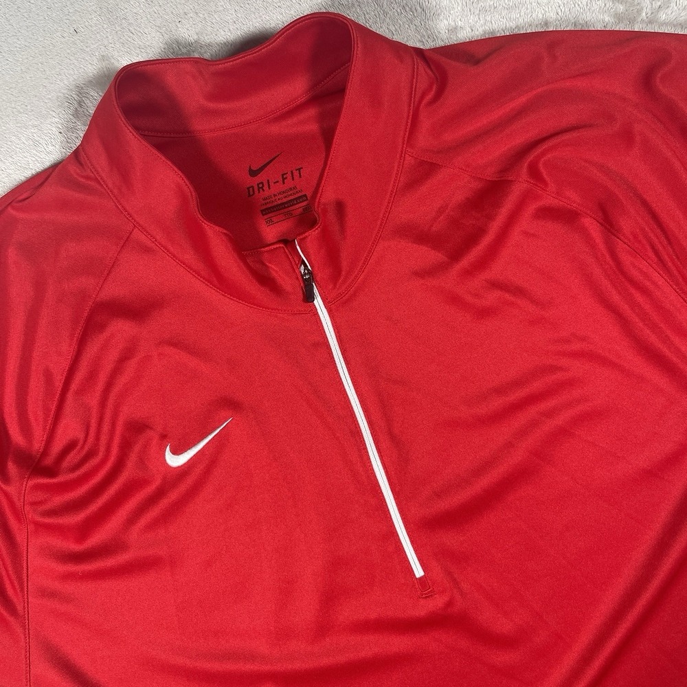 Nike Shooting Shirt Team Victory Mens XXL Red‎ 1/4 Zip Dri-FIT Colorblock Top